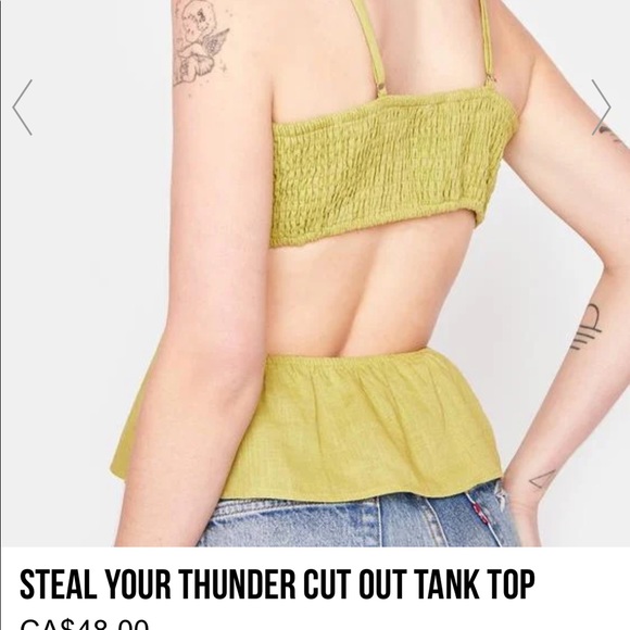Brand new green cut out tank Dollskill Medium - Picture 2 of 3